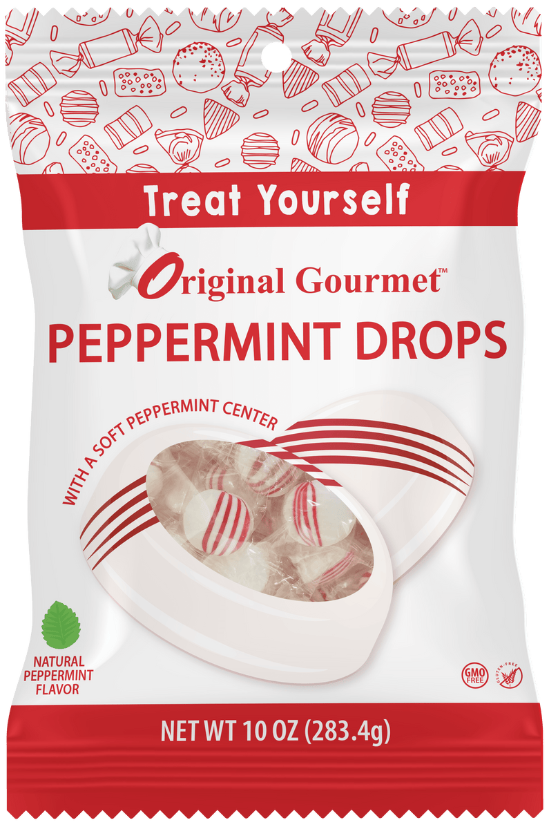 Original Gourmet Soft Peppermint Drops Candy - Large 10oz Bag (Gluten Free, GMO Free)