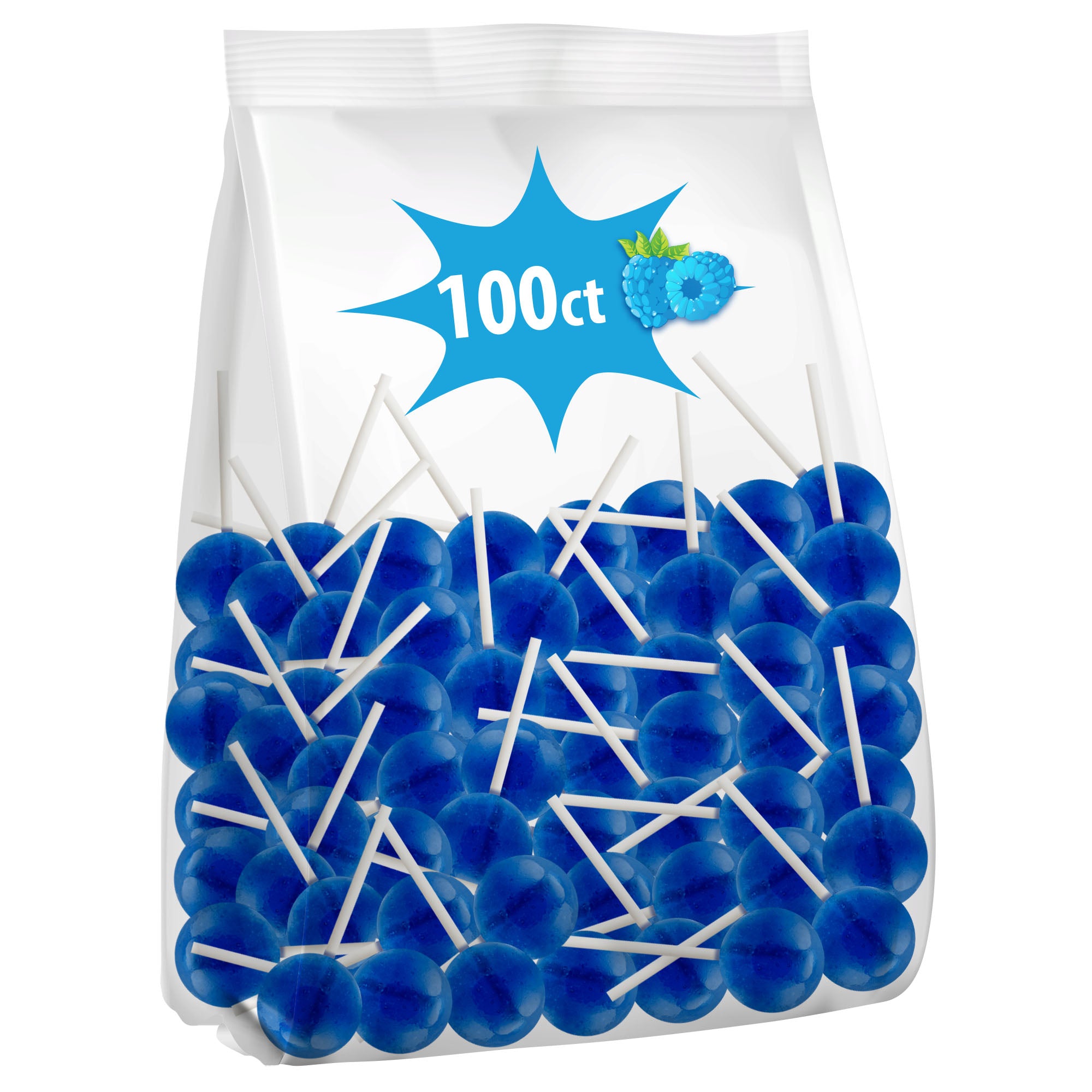Large Blue Raspberry Lollipop 100ct. Blue Raspberry Mini Lollipop Bag – Original Gourmet Food Co