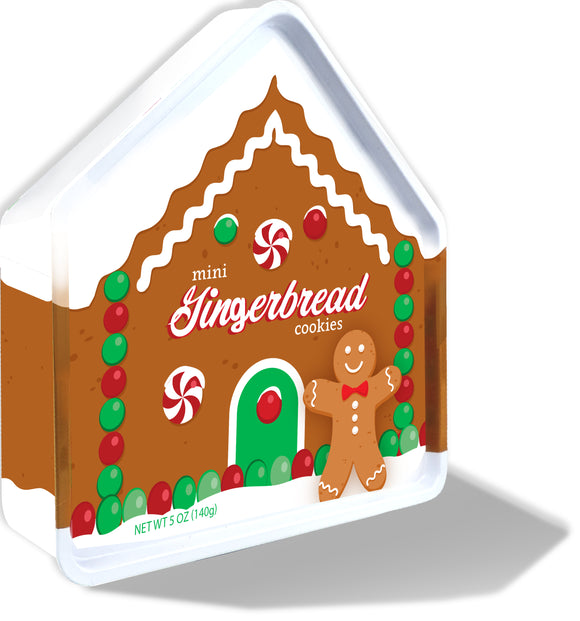 5oz Mini Gingerbread Cookies W/ Gingerbread House Tin