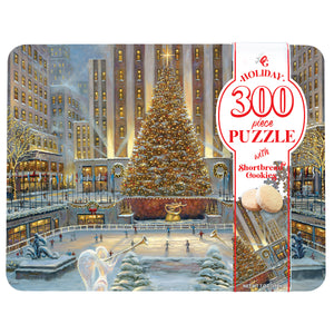 New York Christmas Tree  Puzzle Tin w/ 7oz of Shortbread Cookies.