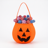 Halloween Trick-or-Treat Pumpkin Bag + 100 Original Gourmet Mini Lollipops – 10.5g Pops
