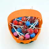 Halloween Trick-or-Treat Pumpkin Bag + 100 Original Gourmet Mini Lollipops – 10.5g Pops
