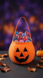 Halloween Trick-or-Treat Pumpkin Bag + 100 Original Gourmet Mini Lollipops – 10.5g Pops
