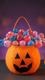 Halloween Trick-or-Treat Pumpkin Bag + 100 Original Gourmet Mini Lollipops – 10.5g Pops