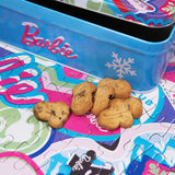 Barbie Winter Puzzle Tin w/ 7oz  Barbie shaped Chocolate Chip Cookies