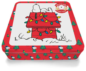 (2 Pack) 12oz SNOOPY Themed Music & Lights Sugar Cookie Square Tins