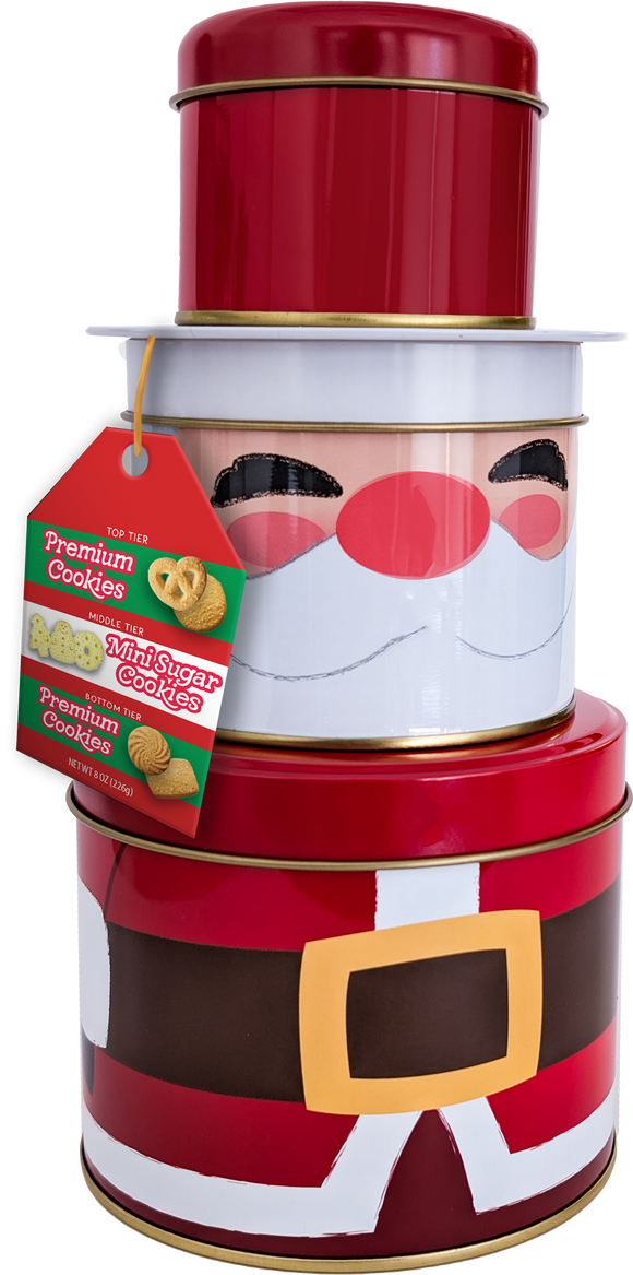 3-Tiered Santa Cookie Tin