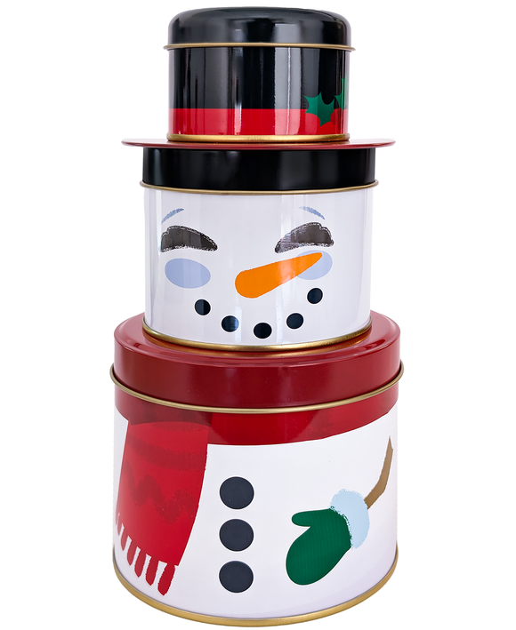3-Tiered Snowman Cookie Tin